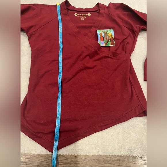 ❤️2/$50❤️[M]Nomads Hemp Wear Burgundy L/Sleeves Faux Wrap Shirt asymmetrical - Picture 2 of 8